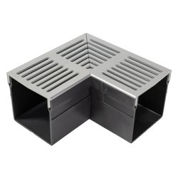 STARDRAIN 100/100 ANGLE + GRILLE ALU GRIS