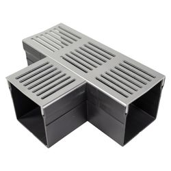 STARDRAIN 100/100 ANGLE + GRILLE EN ALU NOIR