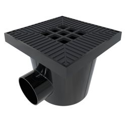 STARPOINT 20x20CM PVC ZWART ZIJ+ONDERUITLOOP ø75/ø110MM +KAP